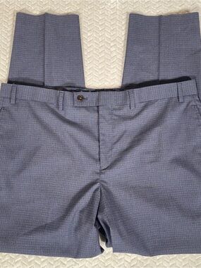 Lauren Ralph Lauren Dress Pants Mens 38x30 Black Label Blue Check Flat Stretch